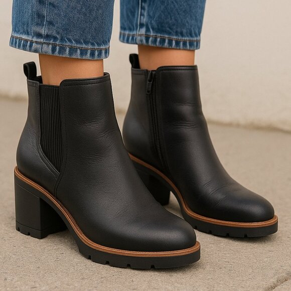 Naturalizer Black Block Heel Chelsea Booties Women’s 8.5 | Zip Up Ankle Boots - Picture 1 of 7